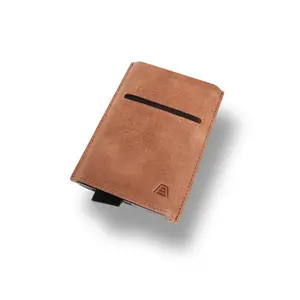 The Pilot Trigger-Action Card Wallet by Andar – Slim RFID Aluminum Wallet with Leather Wrap | Quick-Access Minimalist Wallet for Men’s Everyday Carry