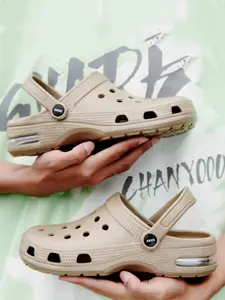 Men's Casual Solid Color Closed Head Eva Platform Hole Shoes, Outdoor Anti-Slip Multi-Functional Ventilated Shoes, Air Cushion Shoes