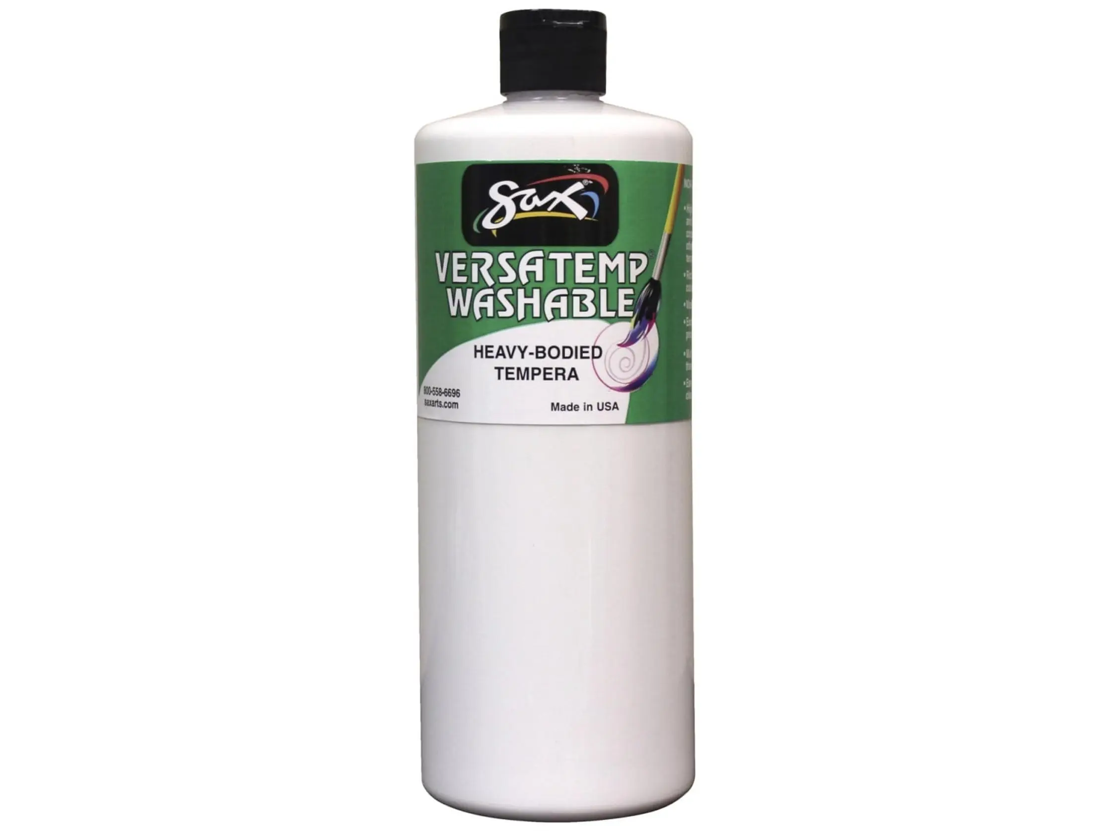 Chroma Acrylics 1592682 Sax Washable Versatemp Heavy-Bodied Tempera Paint, White - Creamy Consistency, for All Ages & Artists, Ideal for Block and Screen Printing