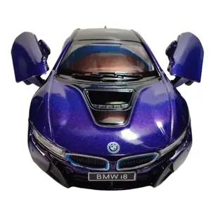 KINSMART 1:36 Scale BMW I8 Die Cast Model Toy Car, Pull Back Action, Openable Doors - Purple