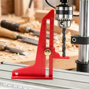 Depth Measuring Ruler Saw Gaps Gauge, High-Quality Plastic Height Gauge, Corrosion-Resistant & Rustproof, Precision Woodworking Measurement Tool for Consistent Results, Red Non-Slip Handle, Woodwork Measuring Tools for DIY & Pro Craftsmen