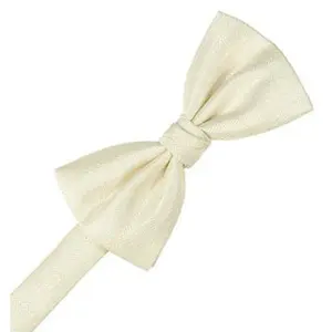 Ivory Herringbone Pre-Tied Bow Tie