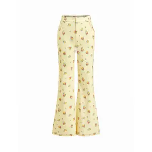 Cider Cotton-blend Low Rise Ditsy Floral Flared Trousers