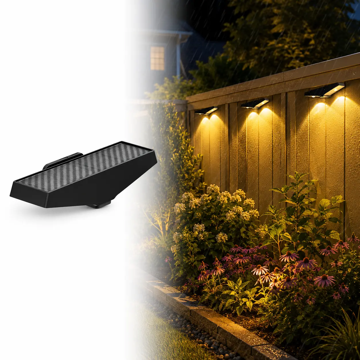 Outdoor Solar Wall Lights, V-Shaped Waterproof LED Sconces with Warm White Lighting for Fence Deck Patio Garden Decor