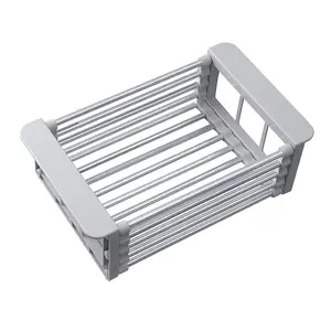 Retractable stainless steel sink top dishwasher - multi-layer folding drain basket, suitable for tableware, cups, vegetables | Space-saving kitchen storage design, efficient cleaning and drying rack