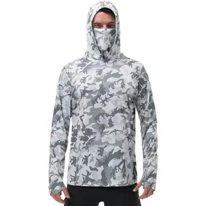 Men's Performance Fishing Hoodie Shirt - 50+ Sun Protection Long Sleeve Shirts with Neck Gaiter