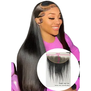 13x4 Lace Frontal Closure Straight Human Hair Ear to Ear HD Lace Frontal Closure Free Part Brazilian Straight Hair Extensions 150% Density Lace Frontal Human Hair Pre Plucked with Baby Hair 12 Inch 13X4  HD LACE CLOSURE 12