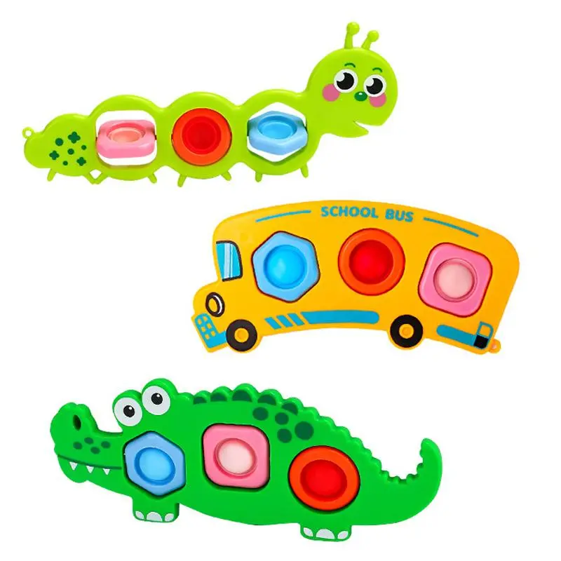 Stress Relief Fidget Toys Cartoon Crocodile Caterpillar Push Bubble Sensory Toys Autism Needs Sequeeze Toys for Adult Children
