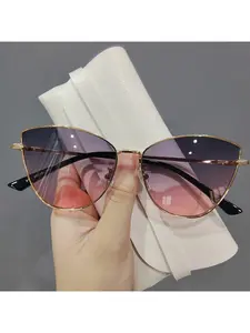 Fashion Instagram Butterfly Frame Cat Eye Sunglasses Women's Little Red Book Same Style Metal Glasses European and American Trendy Sunglasses