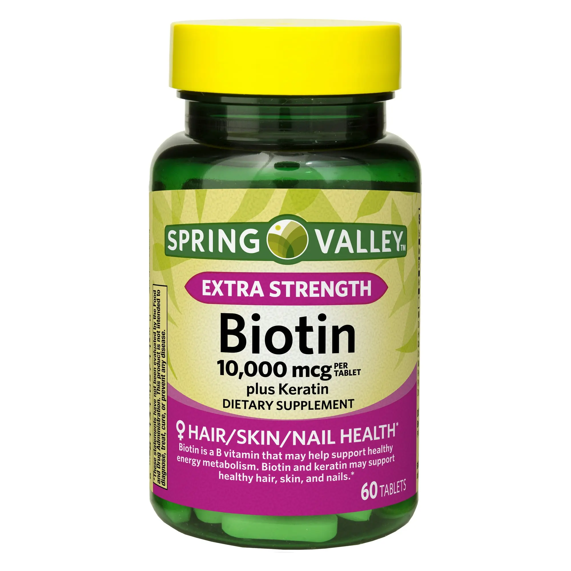 Spring Valley Extra Strength Biotin Plus Keratin Dietary Supplement 10,000  mcg 60 Count - Supports Skin and Hair Health Fitness Healthcare - TikTok  Shop