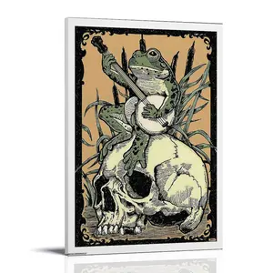 Frog-playing Banjo (2) Poster Posters Music Album Cover Posters Canvas Wall Art High-Resolution Vintage Band & Artist Prints for Room