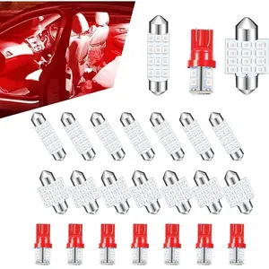 24 PCS Red LED Interior Car Light Kit T10 31mm 42mm For Dome Map Courtesy Tail And License Plate