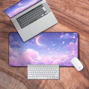 Desk Mat Kawaii Sky, Desk Mat Purple, Pastel Gaming Mouse Pad XXL, Lavender Sky Themed Laptop Mat, Cute Desk Accessories, Desk Mat Gifts