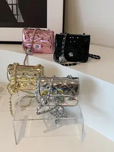 Laser Smooth Mini Chain Handbag, Trendy Crossbody Bag, Compact Design for Daily Use, Fashion Accessory, Stylish and Practical