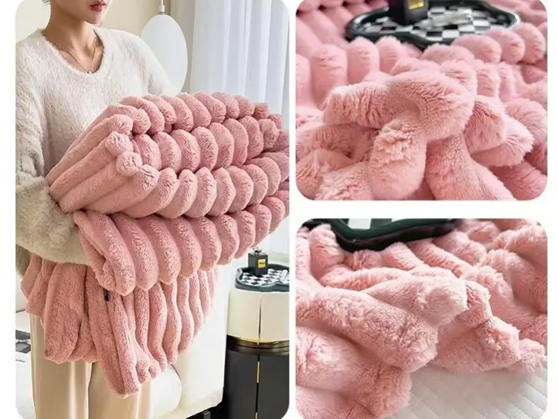 Ultra-soft faux-wool throw blanket with a plush, ribbed texture—perfect for sofas, bedrooms, living rooms, offices, dorm rooms, and more. Available in a king-size version measuring 59×79 / 71×79 inches—the perfect gift for the holidays.