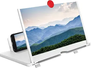 [New Deal] - 12"Screen Magnifier Amplifier,3D HD Mobile Phone Magnifier Projector Screen for Movies,Videos,and Gaming.Foldable Mobile Phone Holder with Screen Magnifier,Supports All Smartphones,A Smart Gift（White)