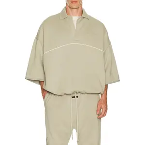 Fear of God ESSENTIALS Active Trace 3/4 Sleeve Modern Polo Sweatshirt in Seal