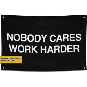 Tapestry  Nobody Cares Work Harder Motivational Gym Banner - Inspire Your Workout with this Banner - Perfect Fitness Wall Decor for Gym, Dorm - Stay Motivated with Cool Motivation Art - 3x5 Feet Ornaments