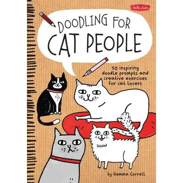 USED Book - Doodling for Cat People: 50 Inspiring Doodle Prompts and Creative Exercises for Cat Lovers by Correll, Gemma (Paperback) - english