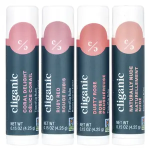 Cliganic Tinted Lip Balm Set, Hint of Tint, 4 Pack, 0.15 oz (4.25 g) Each