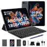 10inch Tablet Android 15, 18GB+128GB/2TB, 6000mAh, 1080P, 5G WiFi, Bluetooth5.0, GPS, OTG, 2 Speaker, 8 in 1 Tablets with Keyboard Pen, Suitable for Study, Office Chip Screen