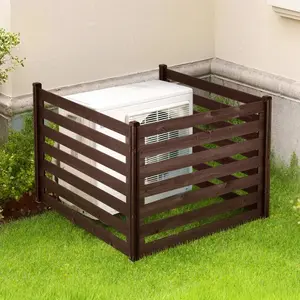 SummerWinsVEVOR Wooden Privacy Fence, 48x 37 inch Air Conditioner Fence, 3 Panel Solid Outdoor Wood Privacy Screen with Metal Stakes, Steel Frame, Trash Can Hider Fences Suitable for Garden, Pool, Airflow Slotsdealsforyoudays