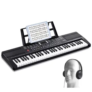 fathersdaygift VEVOR 61 Key Digital Keyboard Piano, 200 Tones 200 Rhythms, Electric Portable Piano Keyboard Kit with 60 Demo Songs Built-In Dual Speakers Headphones, Piano Stickers for Beginners Learning