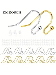 A set of 100 low-allergenic ear hooks, including a kit for making earrings, and a transparent rubber ear hook backing for jewelry projects