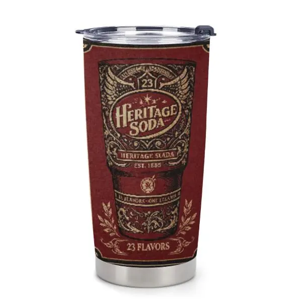 Vintage Dr Pepper Insulated Stainless Steel Travel Tumbler with Handle, Portable Leak-Proof Beverage Flask