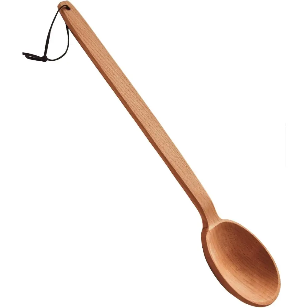 18-in Heavy Duty Healthy Wooden Cooking Spoon - Long Handle Kitchen Utensil with Deep Scoop, Smooth Finished Surface, Nonstick Giant Hardwood Tool for Boiling, Stirring, Housewarming Gifting