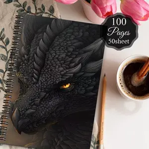 Dark Dragon Theme Spiral Notebook, Ideal for Sketching, Notes, Journaling, Versatile Use, Perfect for Creative Writing and Drawing