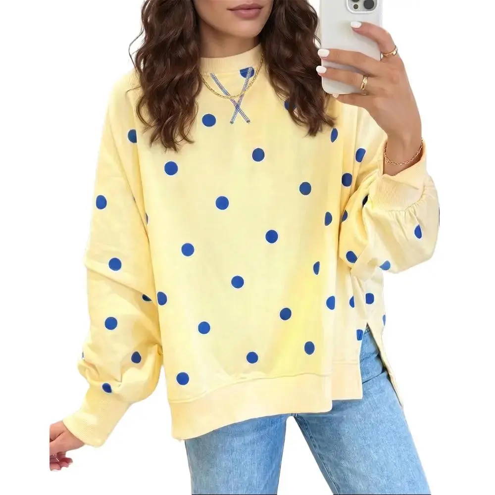 Women Polka Dot Sweatshirt Oversized Graphic Crewneck Long Sleeve Pullover Y2K Casual Hoodies Women Polka Dot Sweatshirt Oversized Graphic Crewneck Long Sleeve Pullover Y2K Casual Hoodies