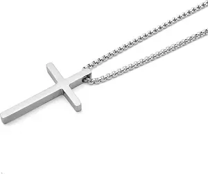 Personalized Cross Name Necklaces Custom Necklace for Men Silver Engraved Text Name Date Bible Verse Necklaces Religious Baptism Necklace Birthday Valentines's Day Gifts for Men Women