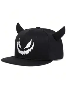Unisex Cartoon Baseball Cap, Snapback Hat, Fitted Snapback Hats, Adjustable Sun Protection Hat, Casual Fitted Woven Cap for Spring & Fall, Outdoor Travel Party Wear, Adjustable Sunscreen Hat