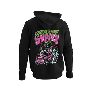 Dirty Diesel Supply Valentines Day Hoodie Skeleton riding a Chevy Cateye Truck