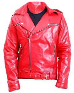 MotorCycleJackets Mens Biker Negan Red Leather Jacket