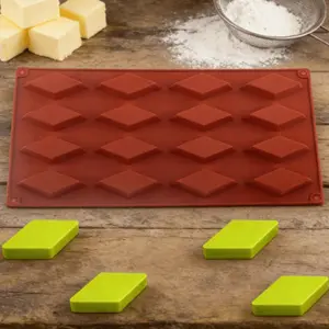1pc 16-cavity diamond cake chocolate mold, modern geometric cut, non-stick, heat-resistant and easy to clean, suitable for creative cake decoration, geometric-style baking tool
