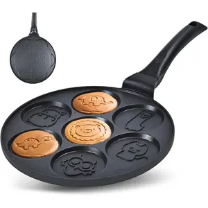 Pancake Maker Egg Frying Pan Suitable for  Stovetops & Induction Cooker, 10.5 Inch  Pancake Pan, 7 Molds Pancake Maker with PFOA Free Coating