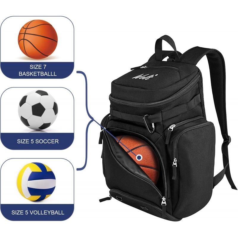 WOLT Basketball Backpack Bag with Separate Ball Compartment and Shoes ...