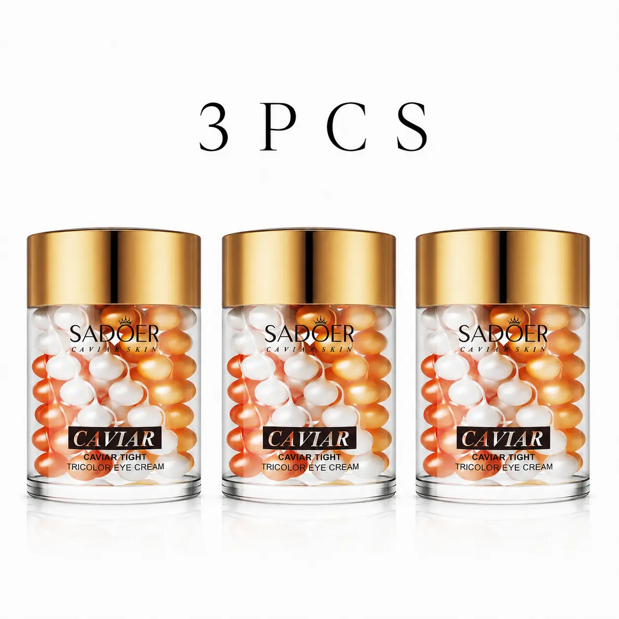 Caviar Infused Tricolor Eye Cream - Moisturizing Under-Eye Care with Fast-Absorbing Bead Texture, Skin-Comforting, Easy-to-Apply Daily Skincare Gel Treatment