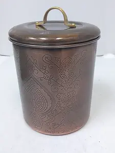 212 MAIN Etched Antique Copper 2 qt. Stainless Steel Canister - Kitchen Hand Detergent Storage Organizer for Countertop with Vintage Look