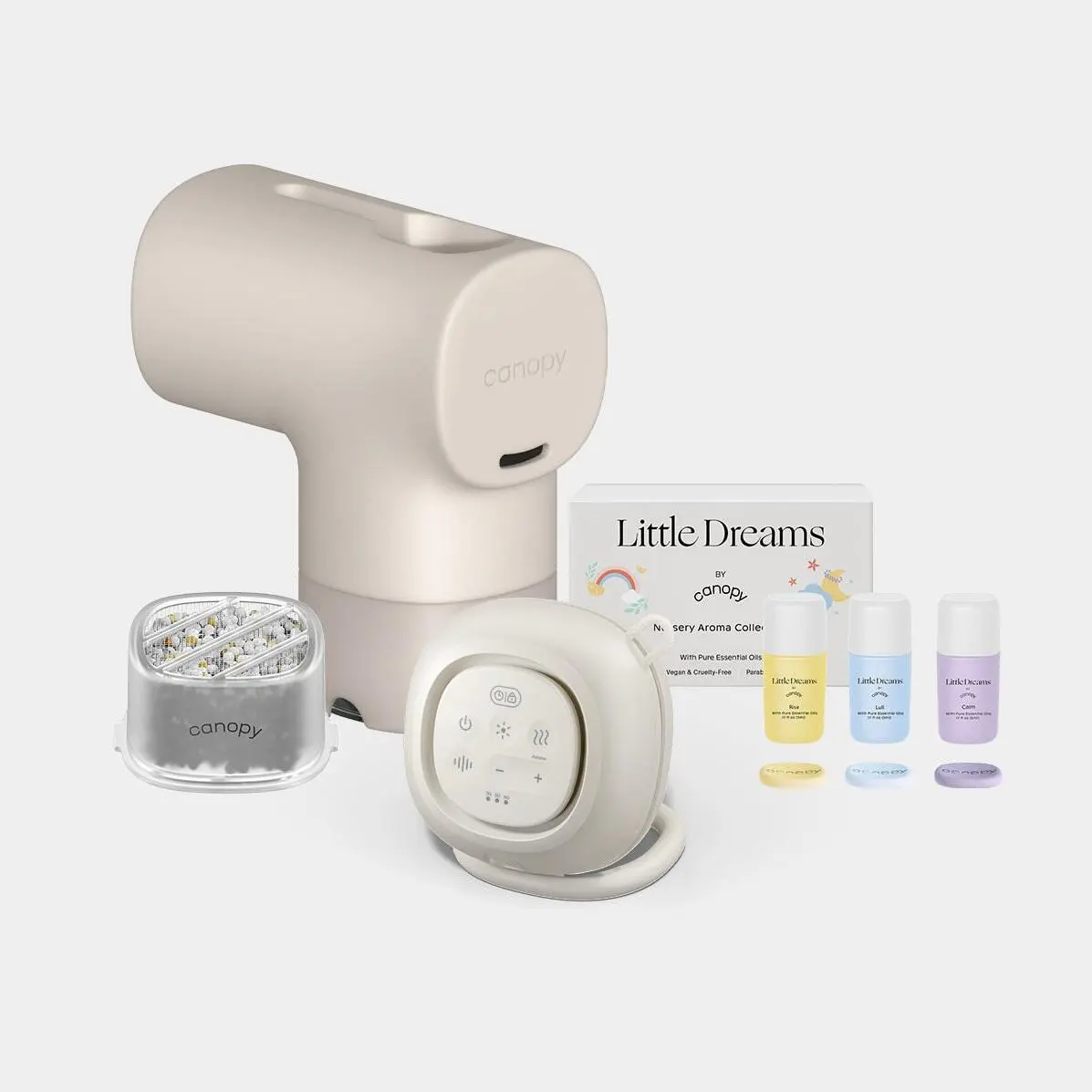 Canopy Bathtime to Bedtime Bundle - Cordless Gentle Soothing White Noise Speaker, Aroma Kit, Bath Filter, Silicone Body Care Relaxation Gift Set