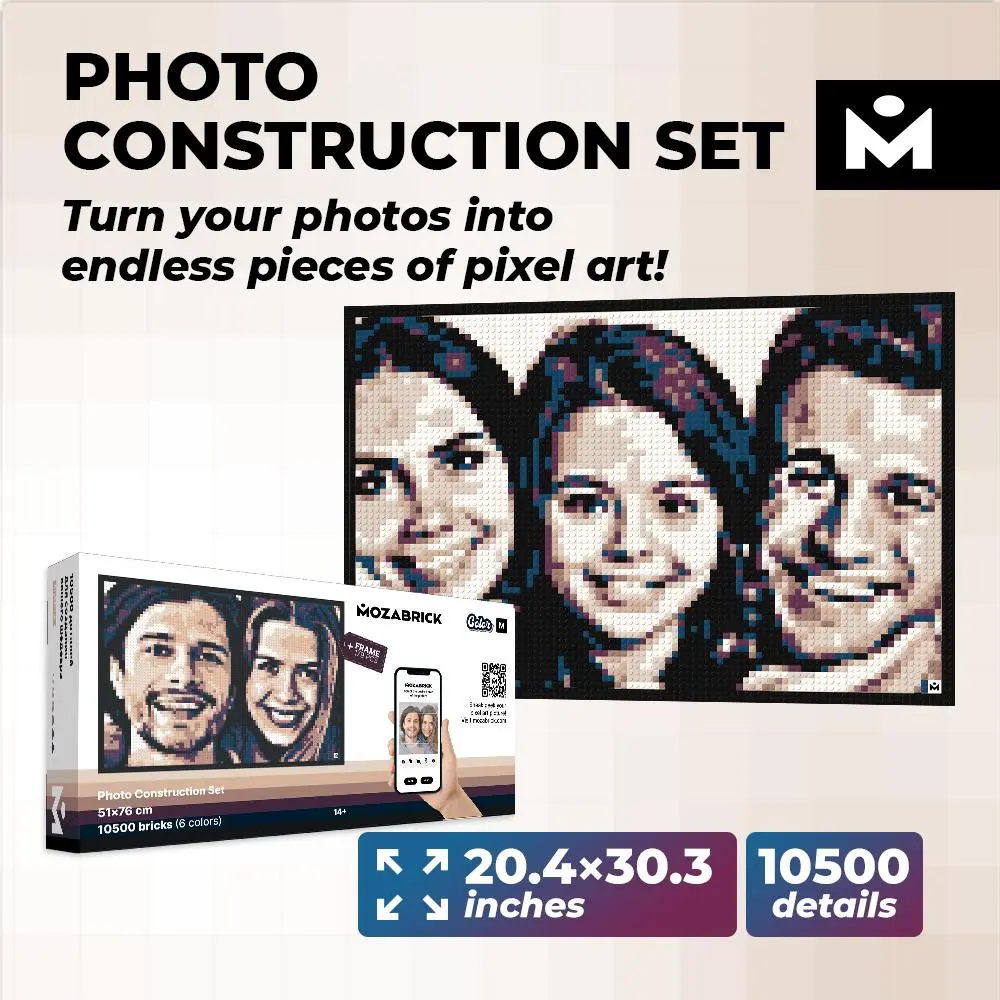 MOZABRICK Model Color M (20in x 30in): Photo Construction Set. Transform Any Picture into a Mosaic Wall Art. Infinite Pixel Art Possibilities!