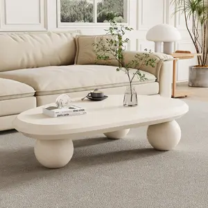 Khattab 51.2" Modern Three Legged Solid Wood Coffee Table Furniture Living Room