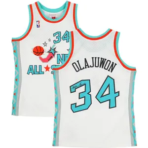 Hakeem Olajuwon Houston Rockets Autographed White Mitchell & Ness White 1996 NBA All-Star Game Swingman Jersey - Fanatics Authentic Certified - NFL Memorabilia