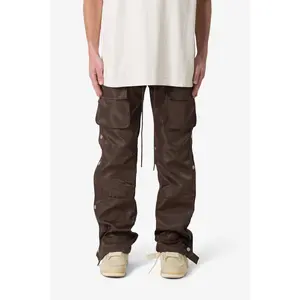 Snap Front Cargo Pants - Brown