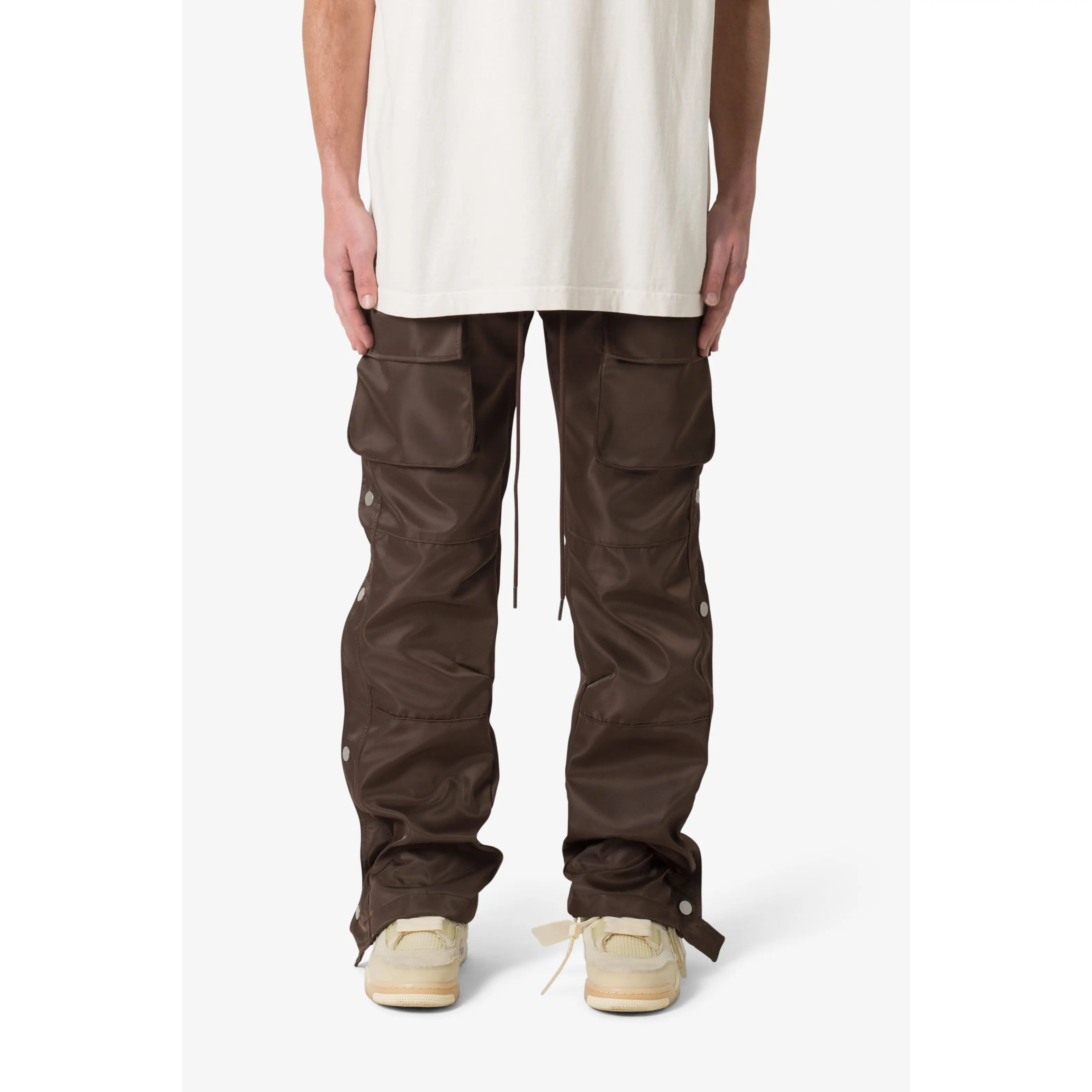Snap Front Cargo Pants - Brown Snap Front Cargo Pants - Brown
