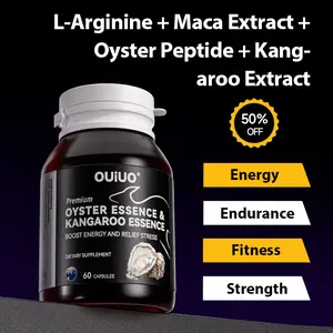OUIUO-7-in-1 Nitric Oxide Amino Acid Booster - L-Arginine + Maca Extract + Oyster Peptides + Kangaroo Extract + Niacin + Zinc Selenium + Vitamins - 60 Capsules Promotes blood flow, boosts energy and endurance! Natural Health Supplement for Fitness