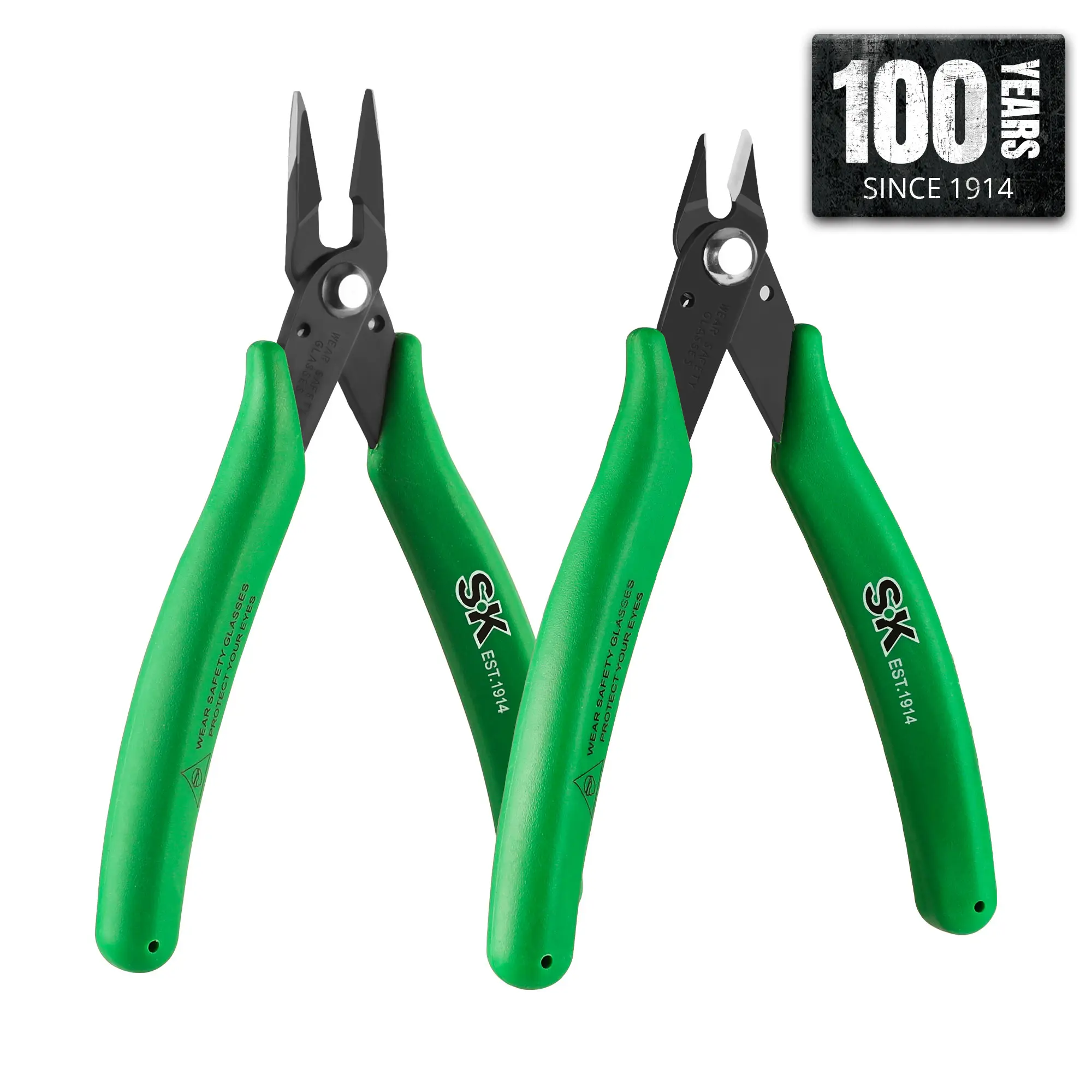#summersale SK 2-Pack Shear-Cutter Pliers Set, 5-Inch Mini Flush Cutter & 5.5-Inch Mini Needle Nose Pliers, with Secure Grips