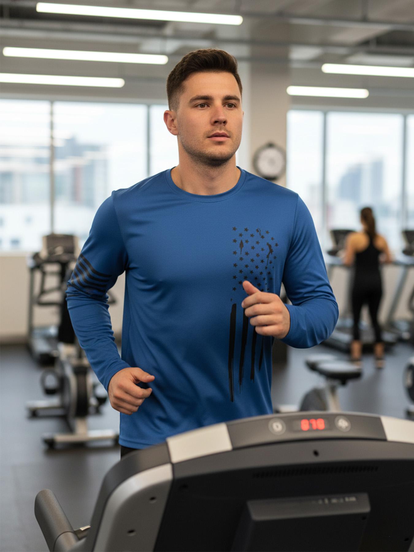 Men's 5-Piece Long Sleeve Shirt - Lightweight Plain Lining Patriot Apparel, Quick-Drying Breathable Activewear Athletic Apparel for Male Gym, Biking & Daily Casual Wear (Spring, Autumn)